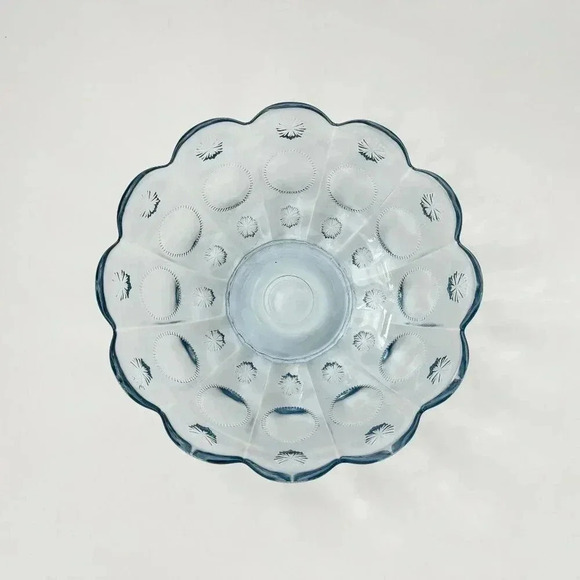 Fenton Signed Art Glass Ice Blue Priscilla Moon n Stars Scalloped Vintage Bowl - Picture 1 of 8